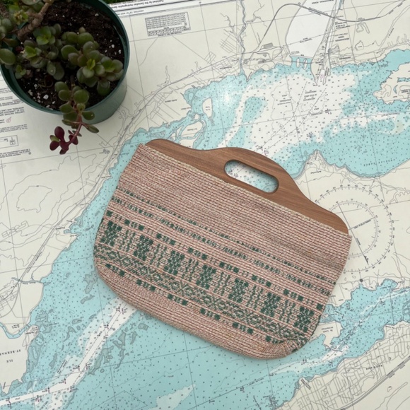 Vintage Wood Handled Tapestry Purse - Picture 4 of 4